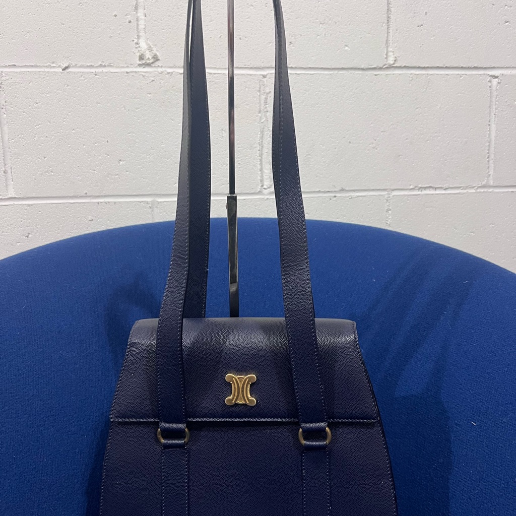 Authentic Celine Vintage In Caviar Skin Shoulder Bag